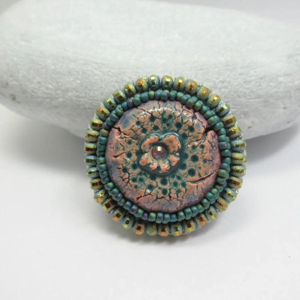 Handmade Cabochon Flower Brooch